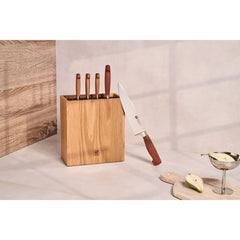 6-pc, Kotibe Wood Handle Knife Block Set, brown