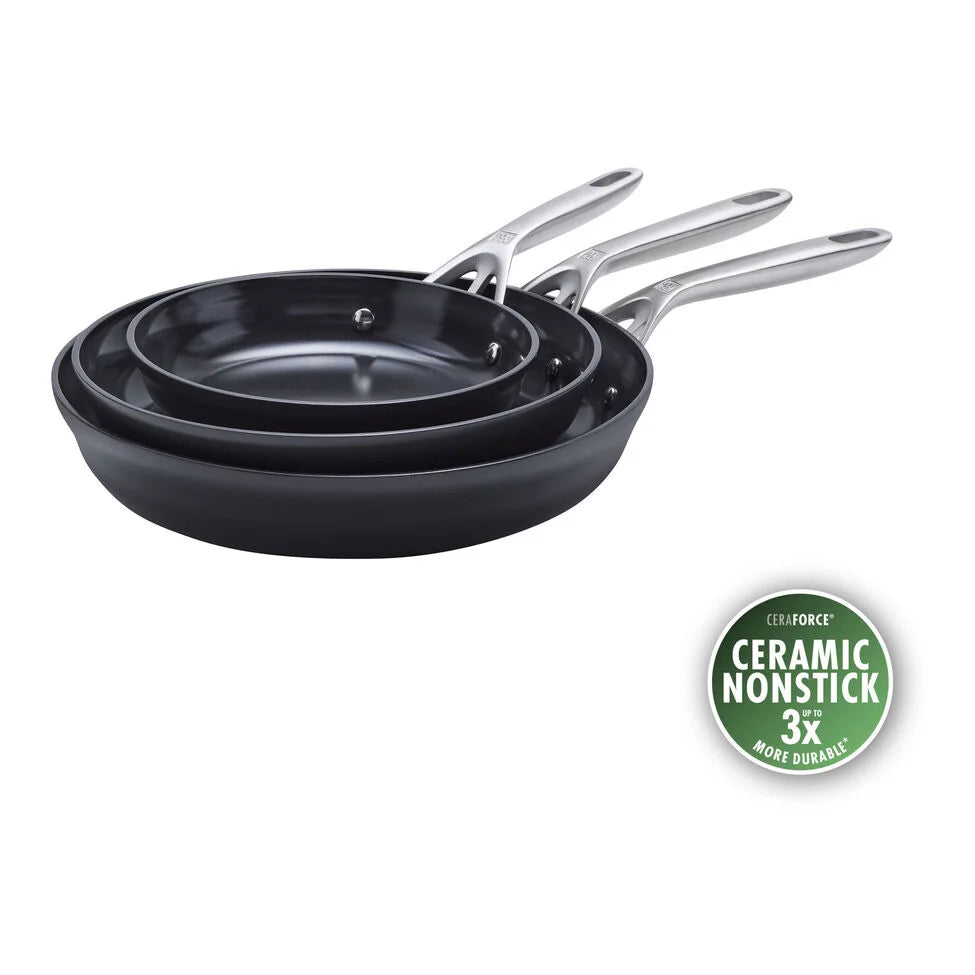 3-pc, Non-stick, Fry Pan Set Ceramic Coating
