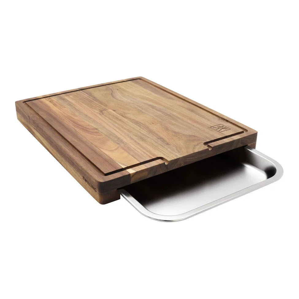 17-inch x 14-inch Cutting Board With Tray, Acacia