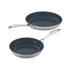 2-pc, Stainless Steel, Ceramic Coating, Non-stick, Frying Pan Set