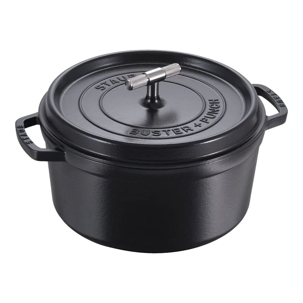 7 qt, Round, Dutch Oven Buster And Punch, Black Matte