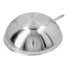 12-inch, 18/10 Stainless Steel, Flat Bottom Wok, Silver