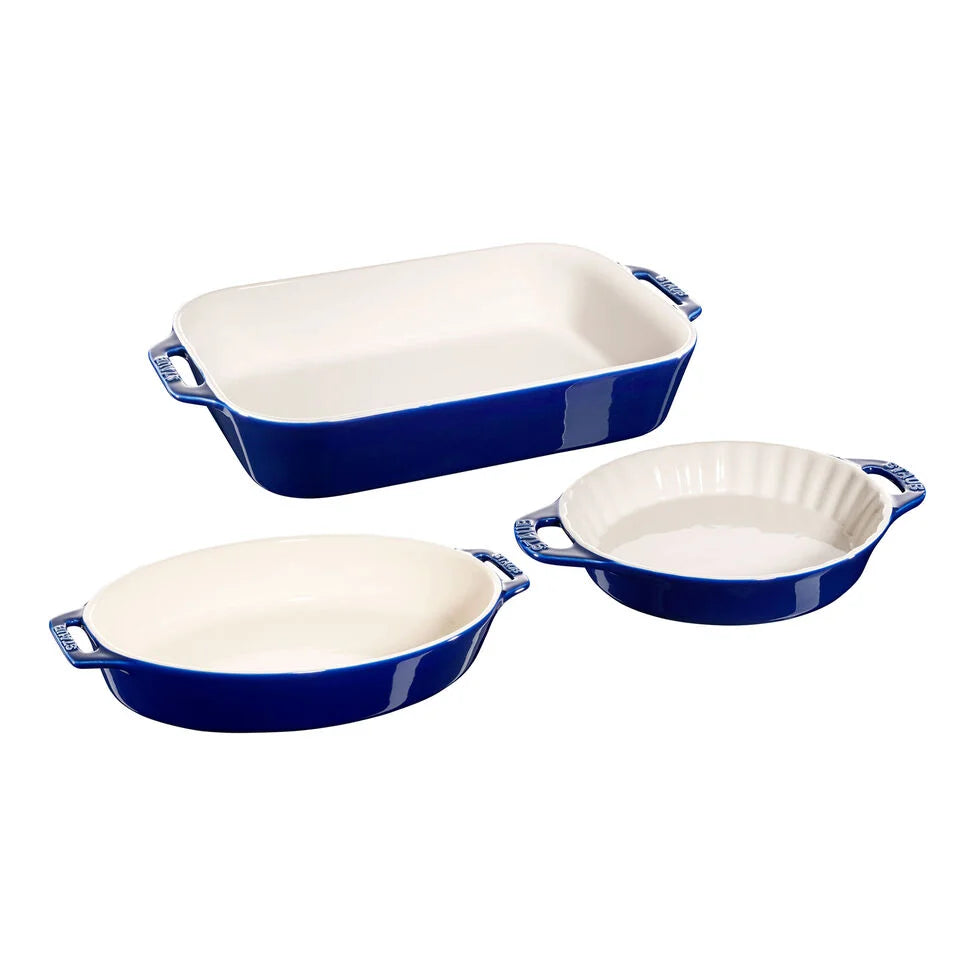 3-pc, Mixed Baking Dish Set, dark blue