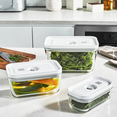 S/M/L / 3-pc, Vacuum Container Set, Glass, Grey