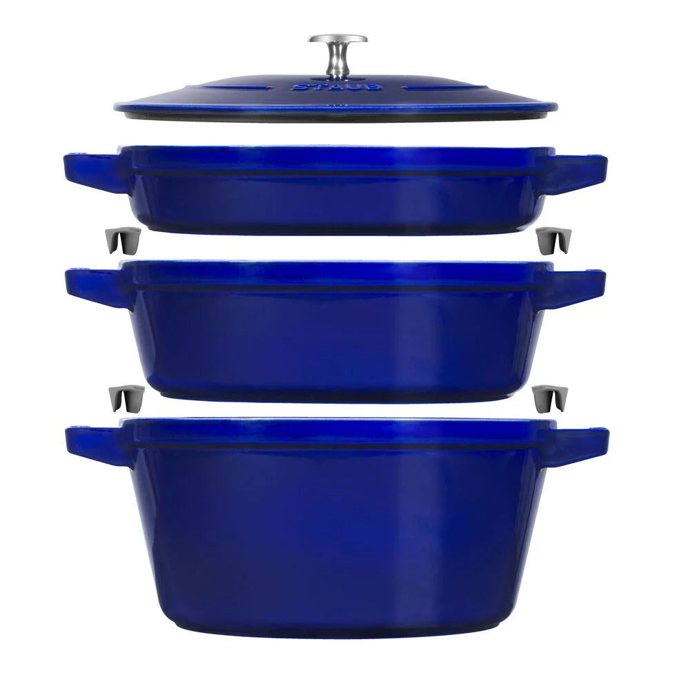 4-pc Stackable Set, Dark Blue, Cast Iron