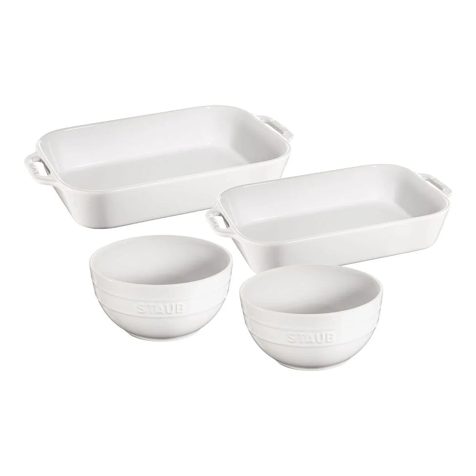 4-pc, Baking And Bowl Set, White