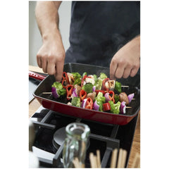 12-inch, Cast Iron, Square, Grill Pan, Cherry