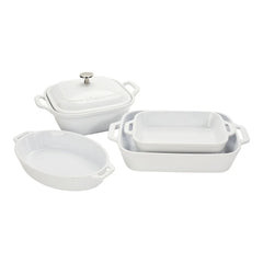 5-pc, Mixed Baking Dish Set, white