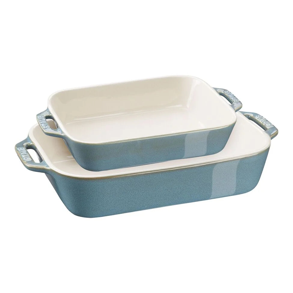 2-pc, Rectangular Baking Dish Set, rustic turquoise