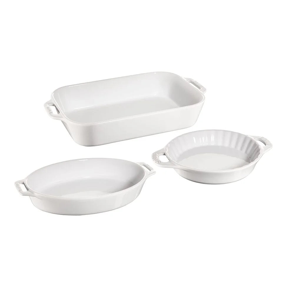 3-pc, Mixed Baking Dish Set, white