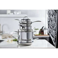 10-pc, Non-stick, Stainless Steel Ceramic Cookware Set