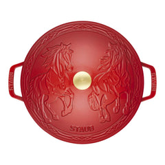 5 qt, Essential French Oven with Horse Lid, cherry