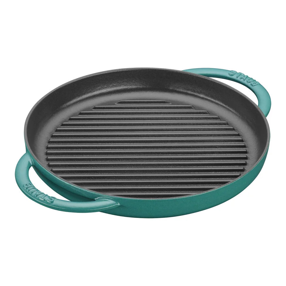 10-inch, Round Double Handle Pure Grill, Turquoise