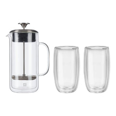 3-pc French Press And Latte Glass Set
