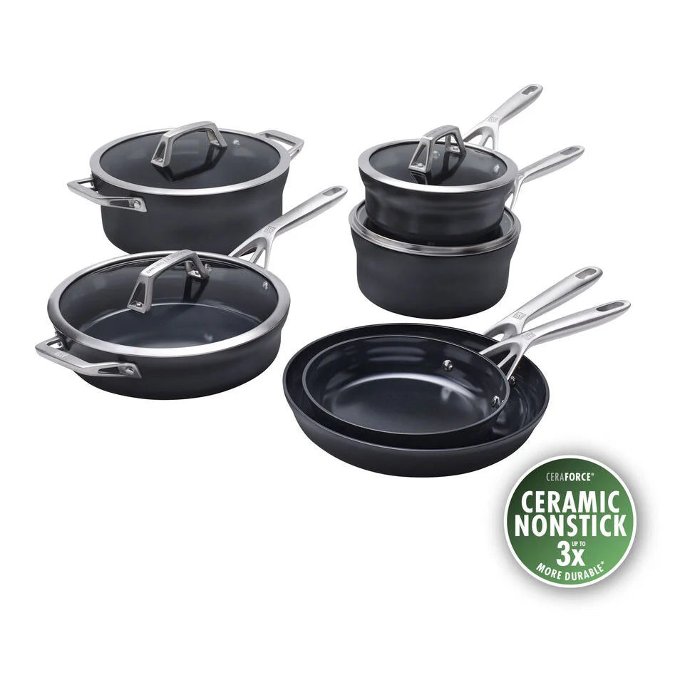 10-pc, Aluminum, Hard Anodized Ceramic Nonstick Cookware Set Ceramic Coating