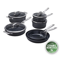 10-pc, Aluminum, Hard Anodized Ceramic Nonstick Cookware Set Ceramic Coating