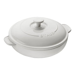 Round, Covered Brie Baker, White