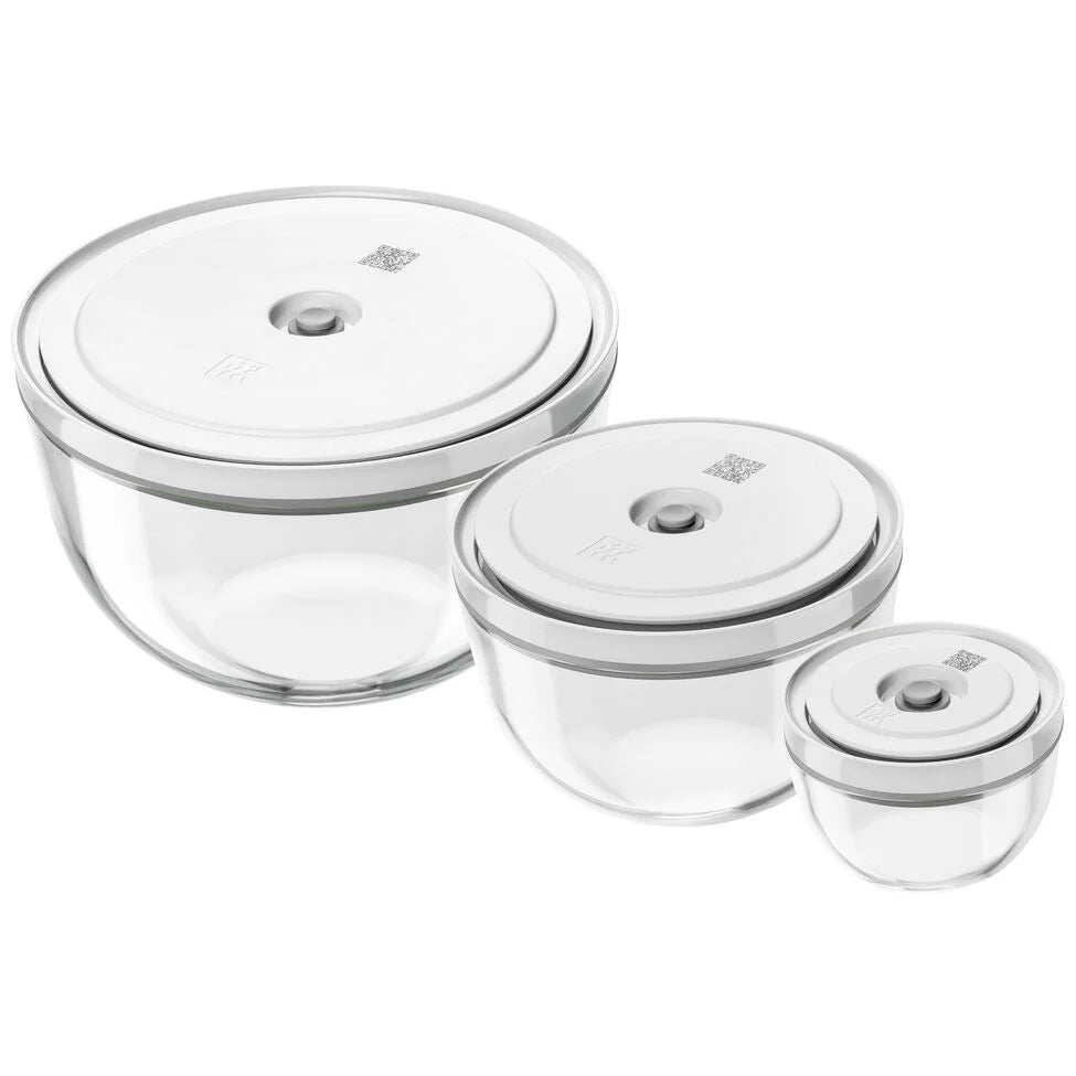 Vacuum bowl set S/M/L / 6-pc, glass, transparent-white