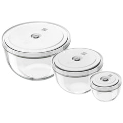 Vacuum bowl set S/M/L / 6-pc, glass, transparent-white