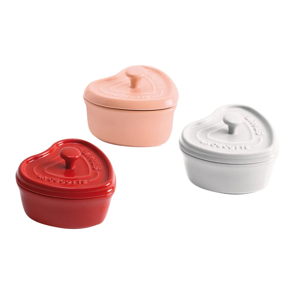 3-pc, Mini Heart Dutch Oven Set, mixed colors