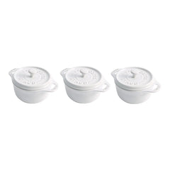 3-pc, Mini Round Dutch Oven Set, white