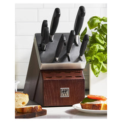 7-pc, Self-Sharpening Knife Block Set, silver-black