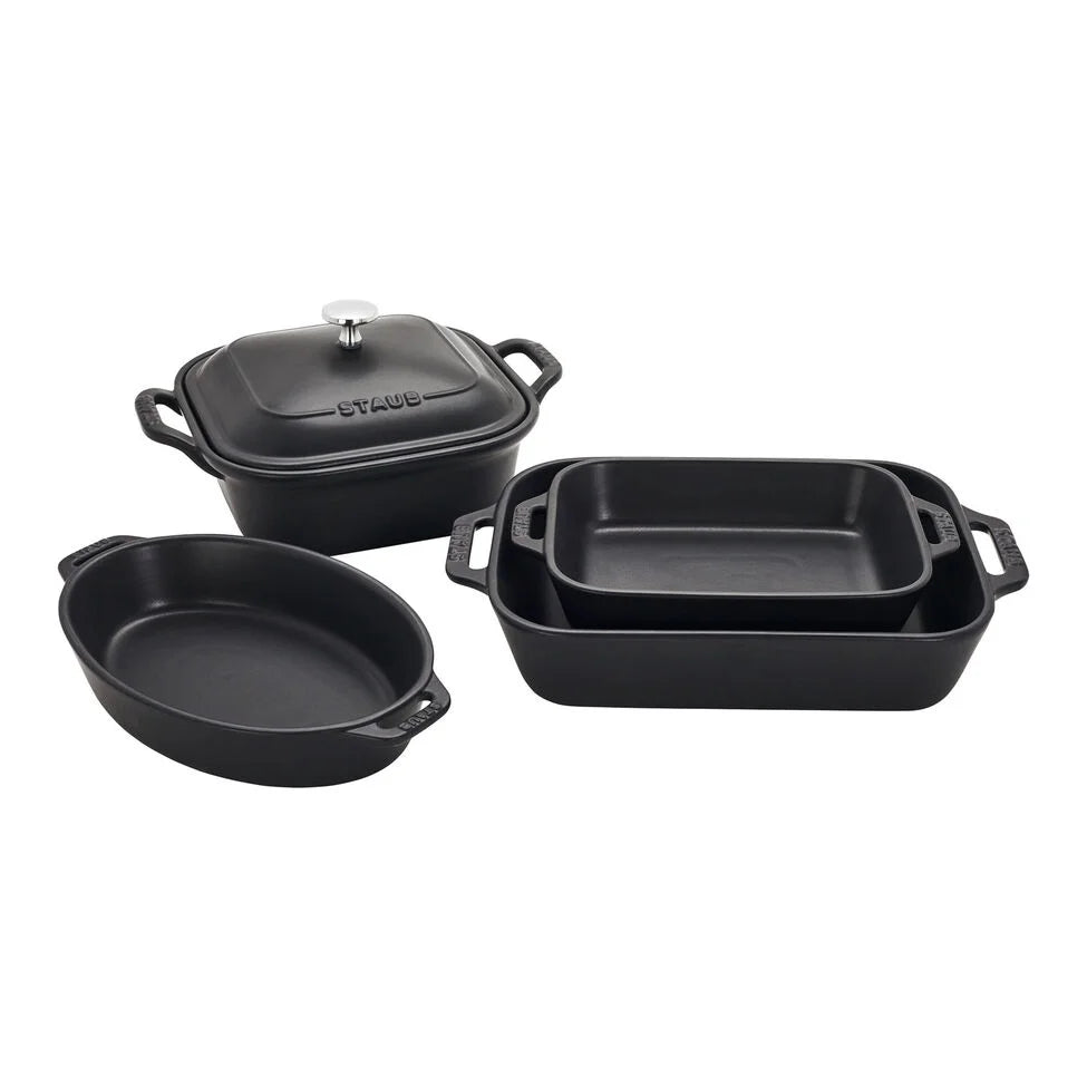 5-pc, Mixed Baking Dish Set, black matte