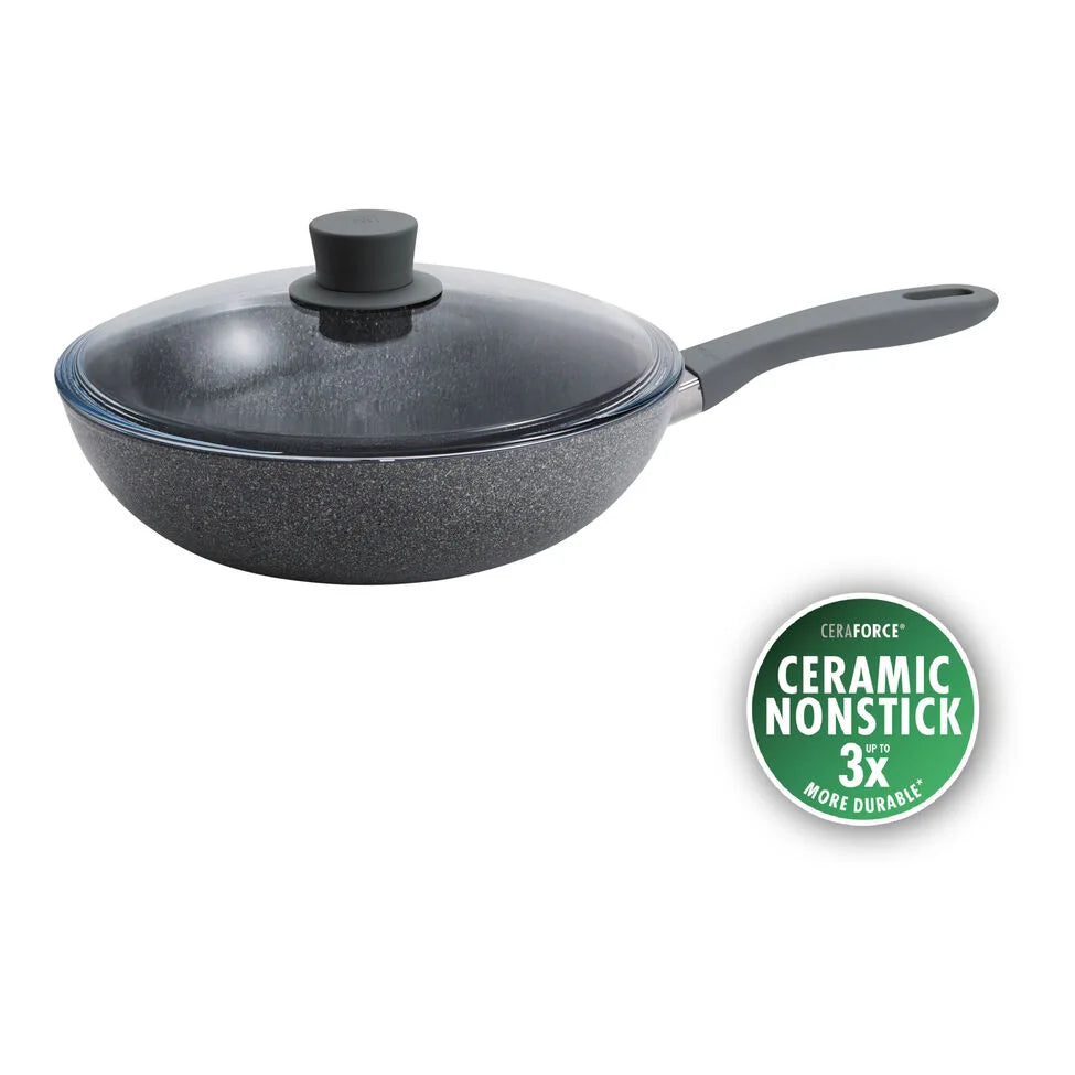 11-inch, Aluminum, Ceramic Nonstick Wok With Lid Ceramic Coating