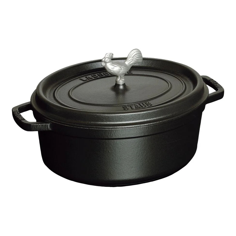 5.75 qt, Oval, Coq Au Vin Dutch Oven, Black Matte