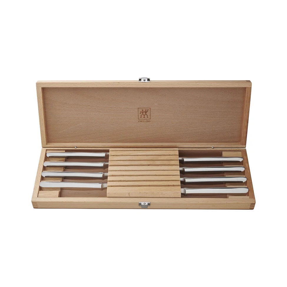 8-pc, Stainless Steel Serrated Steak Knife Set With Wood Presentation Case